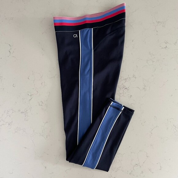 Gap Fit Eclipse Side Stripe Paneled 7/8 Length Leggings Blue White Sz S - Picture 1 of 9
